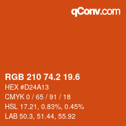 カラーコード: RGB 210 74.2 19.6 | qconv.com