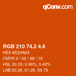 カラーコード: RGB 210 74.2 4.6 | qconv.com