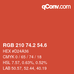 カラーコード: RGB 210 74.2 54.6 | qconv.com