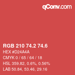 カラーコード: RGB 210 74.2 74.6 | qconv.com
