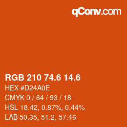 カラーコード: RGB 210 74.6 14.6 | qconv.com