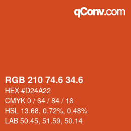 カラーコード: RGB 210 74.6 34.6 | qconv.com