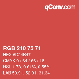 カラーコード: RGB 210 75 71 | qconv.com