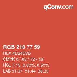 Farbcode: RGB 210 77 59 | qconv.com