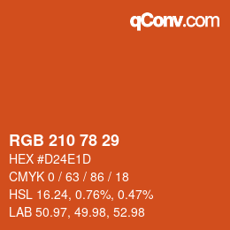 Color code: RGB 210 78 29 | qconv.com