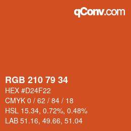 Color code: RGB 210 79 34 | qconv.com