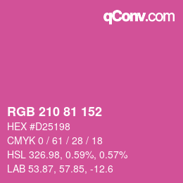 カラーコード: RGB 210 81 152 | qconv.com