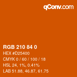 Code couleur: RGB 210 84 0 | qconv.com
