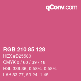 カラーコード: RGB 210 85 128 | qconv.com