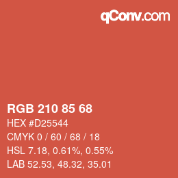 颜色代码: RGB 210 85 68 | qconv.com