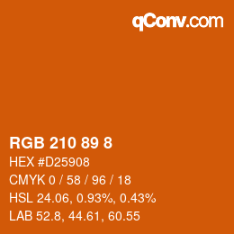 Color code: RGB 210 89 8 | qconv.com