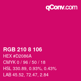 カラーコード: RGB 210 8 106 | qconv.com