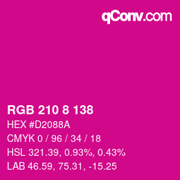 Color code: RGB 210 8 138 | qconv.com