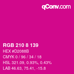 Color code: RGB 210 8 139 | qconv.com