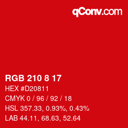 Color code: RGB 210 8 17 | qconv.com