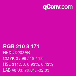 カラーコード: RGB 210 8 171 | qconv.com