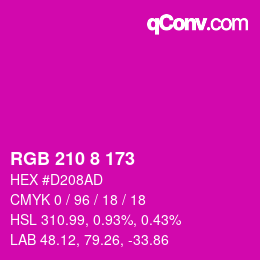 Color code: RGB 210 8 173 | qconv.com