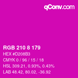 Color code: RGB 210 8 179 | qconv.com