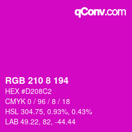 Color code: RGB 210 8 194 | qconv.com