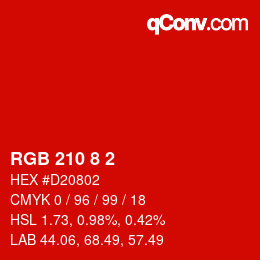 Color code: RGB 210 8 2 | qconv.com