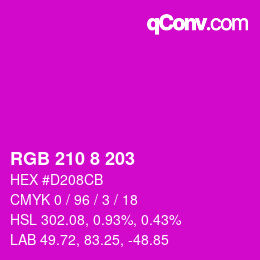 カラーコード: RGB 210 8 203 | qconv.com