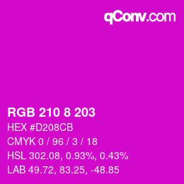 Farbcode: RGB 210 8 203 | qconv.com