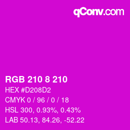 Farbcode: RGB 210 8 210 | qconv.com