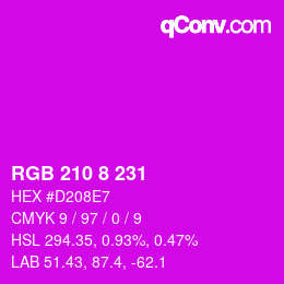 カラーコード: RGB 210 8 231 | qconv.com