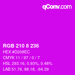 Color code: RGB 210 8 236 | qconv.com