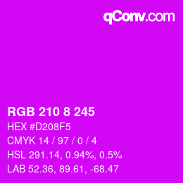 カラーコード: RGB 210 8 245 | qconv.com