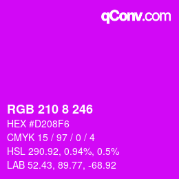 Color code: RGB 210 8 246 | qconv.com