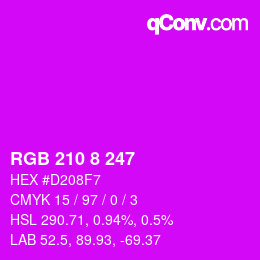 カラーコード: RGB 210 8 247 | qconv.com