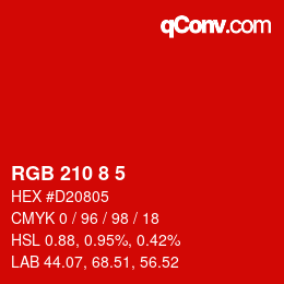 Color code: RGB 210 8 5 | qconv.com