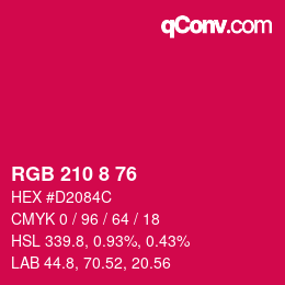 Color code: RGB 210 8 76 | qconv.com