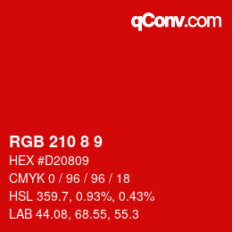 Color code: RGB 210 8 9 | qconv.com