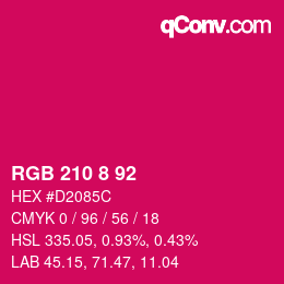 カラーコード: RGB 210 8 92 | qconv.com