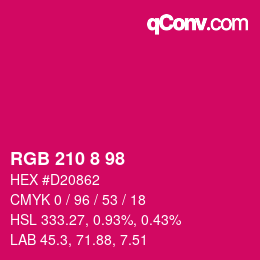 Color code: RGB 210 8 98 | qconv.com