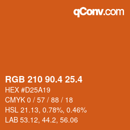 カラーコード: RGB 210 90.4 25.4 | qconv.com