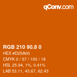 カラーコード: RGB 210 90.8 0 | qconv.com