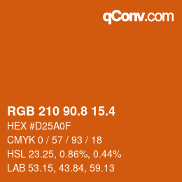 カラーコード: RGB 210 90.8 15.4 | qconv.com