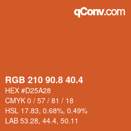 カラーコード: RGB 210 90.8 40.4 | qconv.com