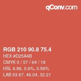 カラーコード: RGB 210 90.8 75.4 | qconv.com