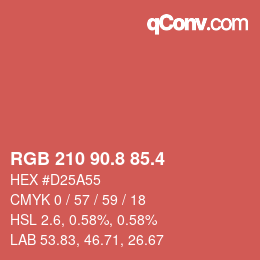 カラーコード: RGB 210 90.8 85.4 | qconv.com