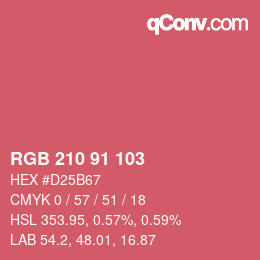 Color code: RGB 210 91 103 | qconv.com