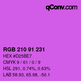 Color code: RGB 210 91 231 | qconv.com