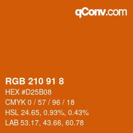 カラーコード: RGB 210 91 8 | qconv.com