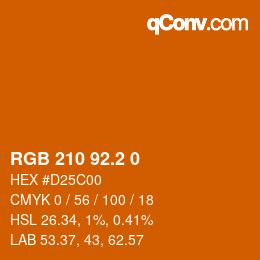 カラーコード: RGB 210 92.2 0 | qconv.com