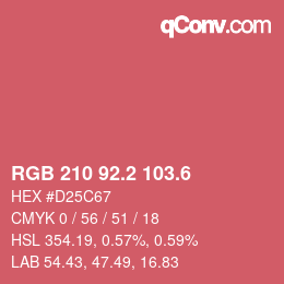 カラーコード: RGB 210 92.2 103.6 | qconv.com