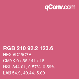 カラーコード: RGB 210 92.2 123.6 | qconv.com