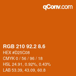 カラーコード: RGB 210 92.2 8.6 | qconv.com